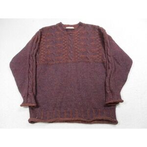 Vintage LL Bean Sweater Womens Medium Purple Wool Cable Knit Made‎ Ireland 90s